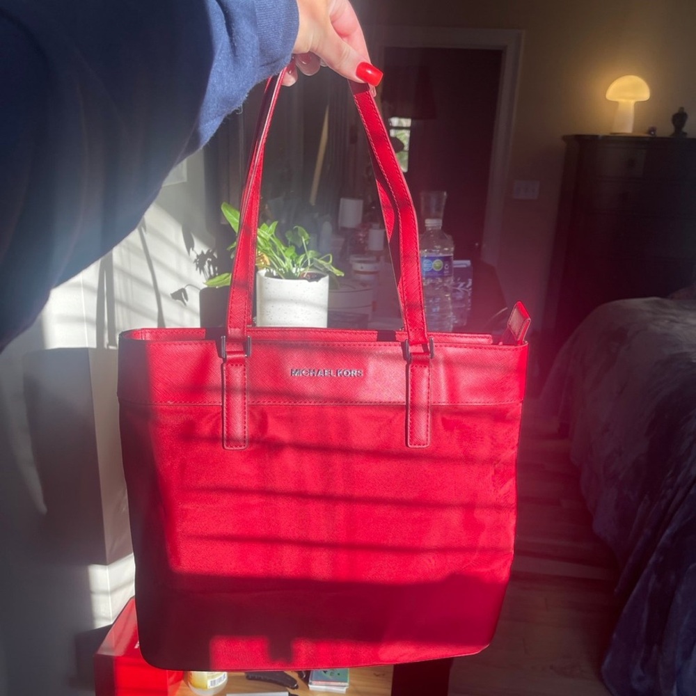 Red Michael Kors Tote Bag
